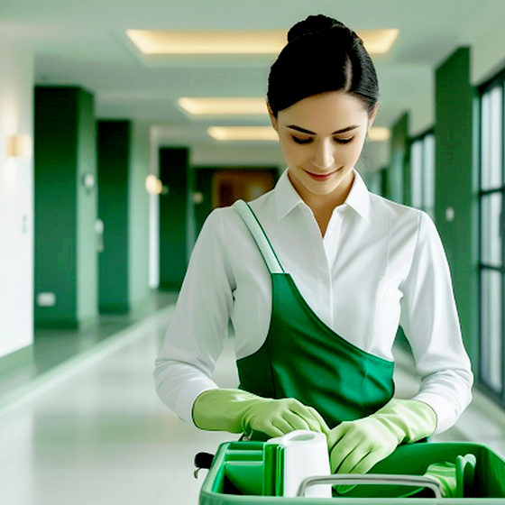 Junge Frau arbeitet in der Hauswirtschaft unseres Seniorenheims